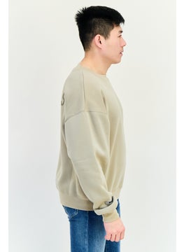 Originals by Brooklyn Cloth Men Crew Neck Brand Logo Long Sleeve Sweatshirt, Tan  - Image 4