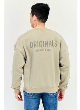 Originals by Brooklyn Cloth Men Crew Neck Brand Logo Long Sleeve Sweatshirt, Tan  - Image 2