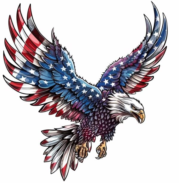MAKTEM American Eagle Car Sticker with Flag Patriotic USA Decal Eagle with American Flag Vinyl Sticker for Cars Trucks Laptops and More USA Pride and Freedom Inspired Design Durable Weatherproof - Image 1