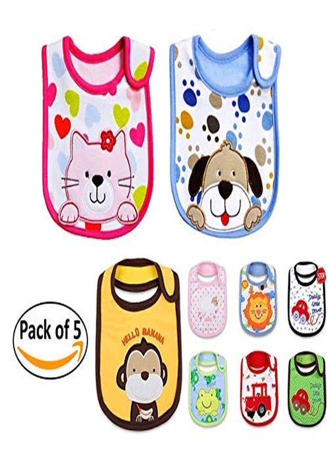 فوكس مريلة أطفال أنيقة قابلة للغسل من القطن من FOK، 5 قطع - لون عشوائي - Image 2