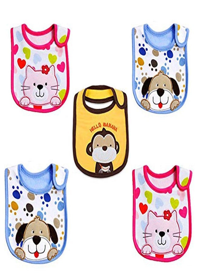 فوكس مريلة أطفال أنيقة قابلة للغسل من القطن من FOK، 5 قطع - لون عشوائي - Image 1