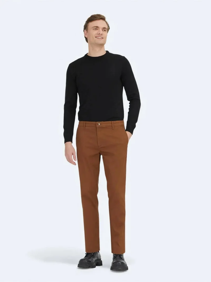 Kip Buff Weaving Regular Fit Casual Cotton Blended Trousers