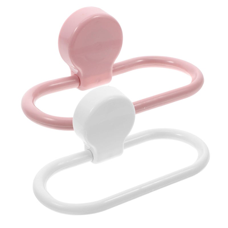 Self Adhesive Towel Rings Holder Set Pink White No Drill Wall Mount Bathroom Kitchen - Image 2