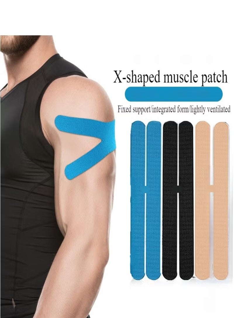 Generic 12pcs X-Shaped Muscle Tape, Waterproof and Breathable Exercise Tape, Sports Elastic Knee Brace Muscle Pain Relief Knee Tape, Suitable for Gym Fitness, Running, Tennis, Swimming, Soccer (5*23cm)  - Image 3