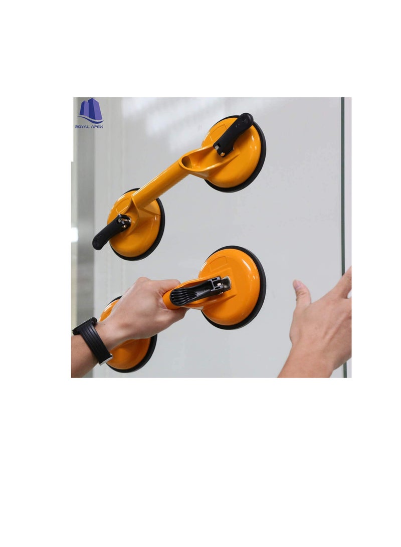 Heavy Duty Suction Cup Aluminium Glass Lifter Sucker Pad Carrying Grabbing Tile Puller Gripper for Lifting and Moving Glass Floor Window Tile Granite & Doors Pack of 2 Double Pad - Image 1