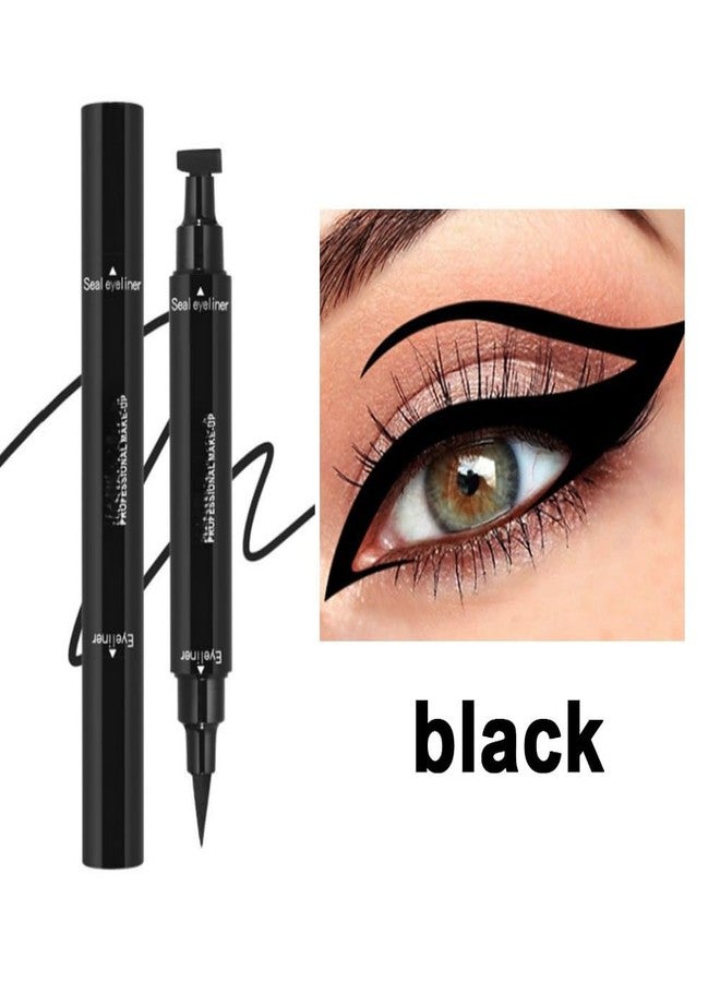 ONarisae Eyeliner Stamp Double-sided Liquid Winged Eyeliner Pencil Smudgeproof Long Lasting 2 Pcs Black - Image 2