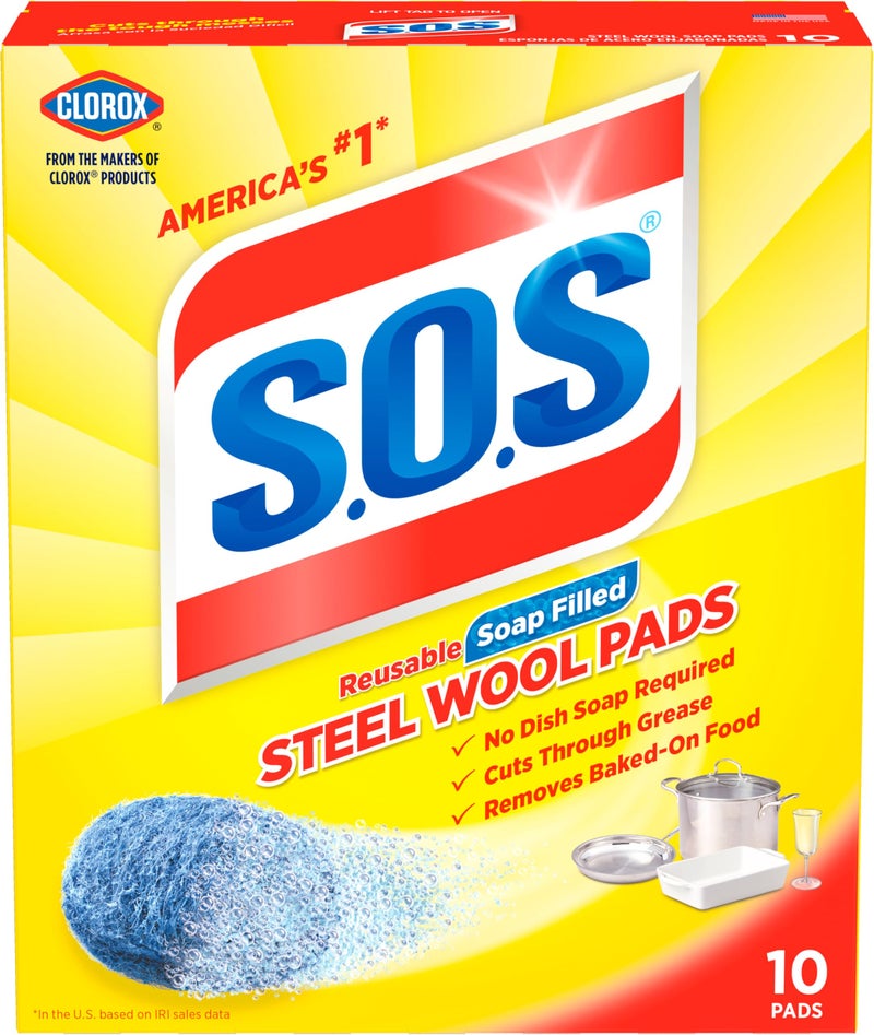 S.O.S Steel Wool Soap Pads, 10 Count - Image 1