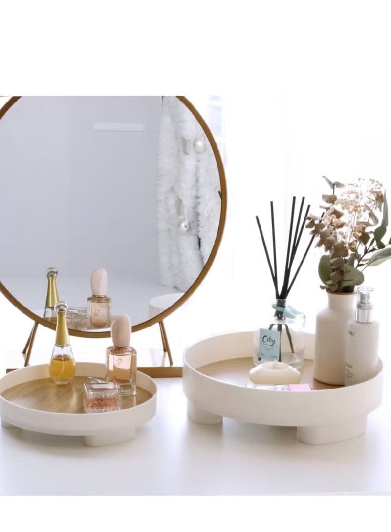 Beauenty Pack of 2 round bathroom trays for counter countertop storage vanity tray dispenser plate serving tray decorative trays organizer - Image 2