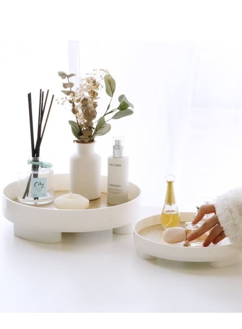 Beauenty Pack of 2 round bathroom trays for counter countertop storage vanity tray dispenser plate serving tray decorative trays organizer - Image 1