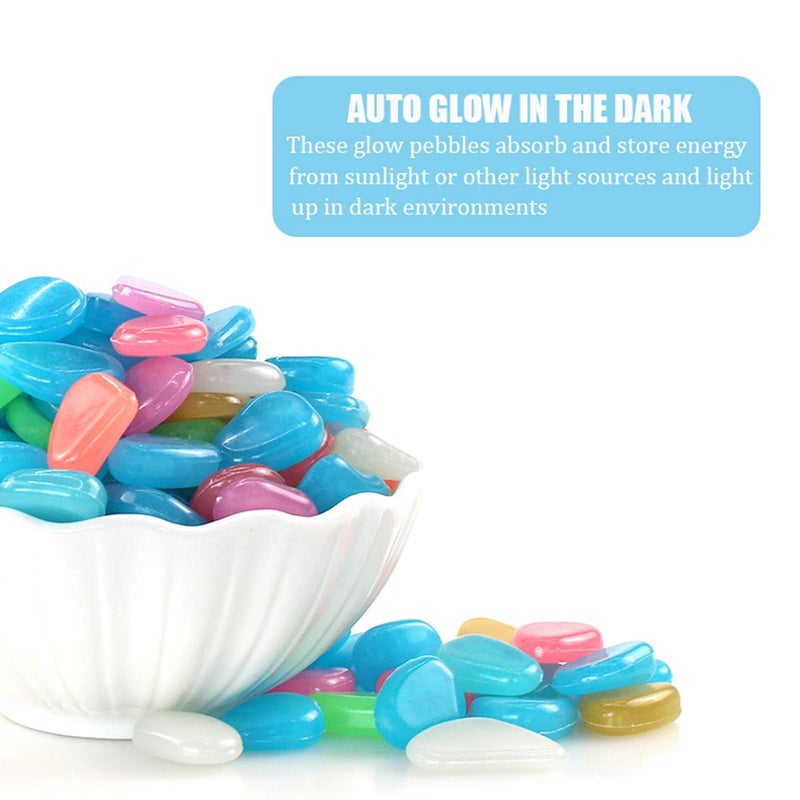 QIAONIUNIU 100 Pcs New Colorful Glow in The Dark Pebbles Stones Rocks for Fish Tank Aquarium Garden Walkway - Image 5