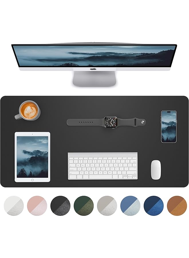 erorex Leather Desk Pad Blotter Mouse Pad Office Desk Mat Non Slip Pu Leather Desk Mat Large Desk Mat Waterproof Keyboard Mat For Office Home Decor Black 31.5 Inch X 15.7 Inch - Image 1
