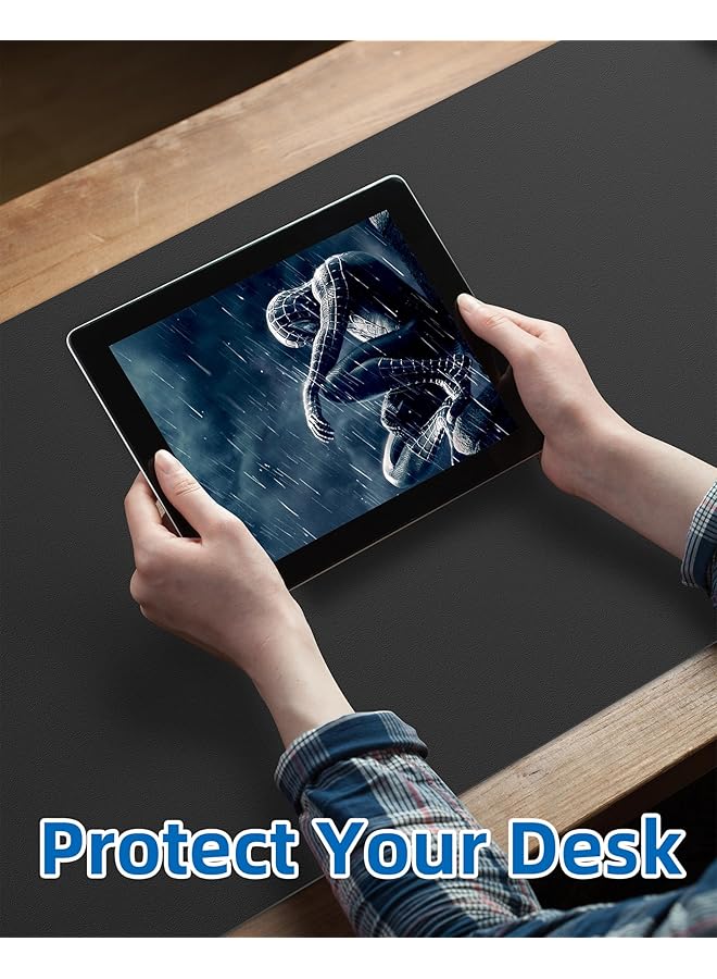 erorex Leather Desk Pad Blotter Mouse Pad Office Desk Mat Non Slip Pu Leather Desk Mat Large Desk Mat Waterproof Keyboard Mat For Office Home Decor Black 31.5 Inch X 15.7 Inch - Image 4