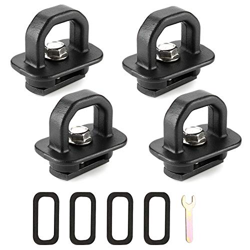 KIMISS 4pcs Truck Bed Tie Down Pickup Anchors Side Wall Loop Stake Hooks Aluminum Alloy Rope Fixed Buckle Universal for Pickup, Trucks, Car, Vehicles navara tie down cleats - Image 1