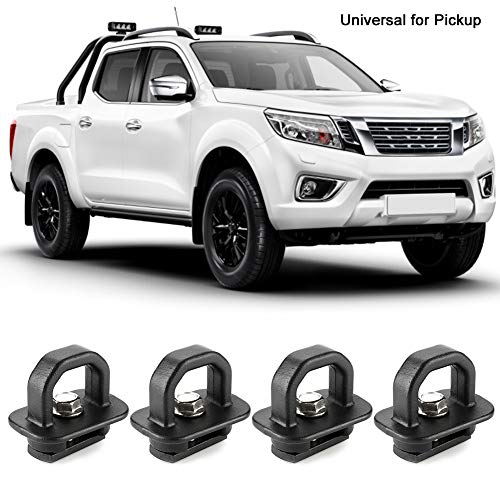 KIMISS 4pcs Truck Bed Tie Down Pickup Anchors Side Wall Loop Stake Hooks Aluminum Alloy Rope Fixed Buckle Universal for Pickup, Trucks, Car, Vehicles navara tie down cleats - Image 5