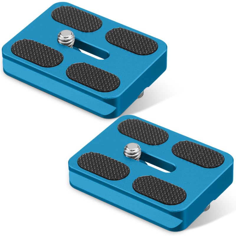 Frienda 2 Pieces Metal Quick Release Plate with 1/4''-20 Camera Screw Tripod Mount Plate Fits Standard for DSLR Camera Tripod Ball Head(Blue,Pu50) - Image 1