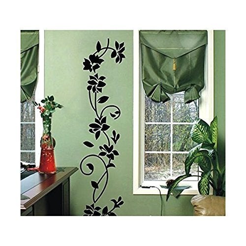 Black Rattan Flower Removable Vinyl Wall Decor Decal Sticker BlackFlowerRattan BlackFlower 1
