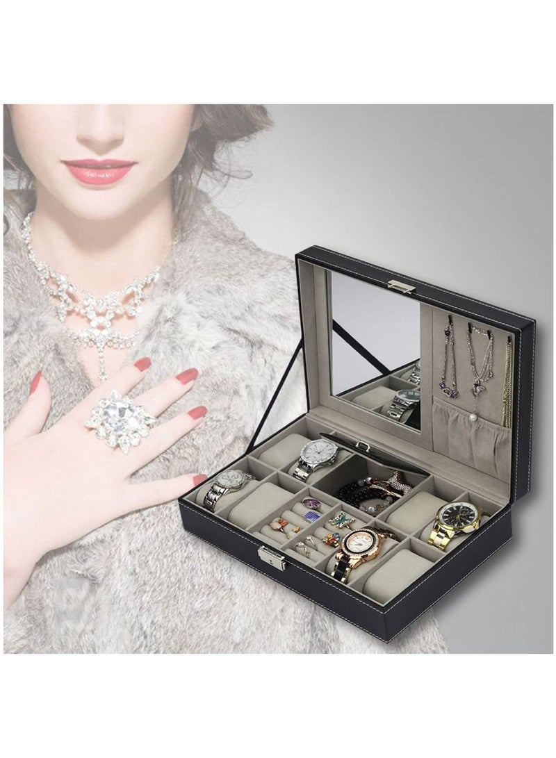 Acrylic Plate Glass Windows Leather Watch Jewelry Ring Storage Box - Image 3