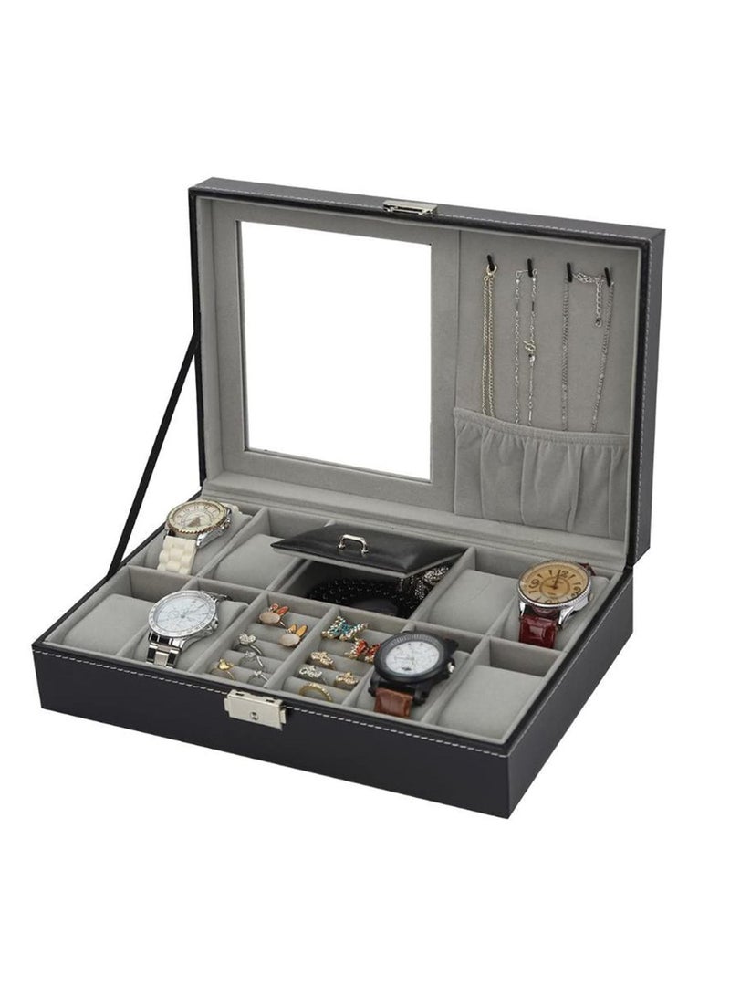 Acrylic Plate Glass Windows Leather Watch Jewelry Ring Storage Box - Image 2