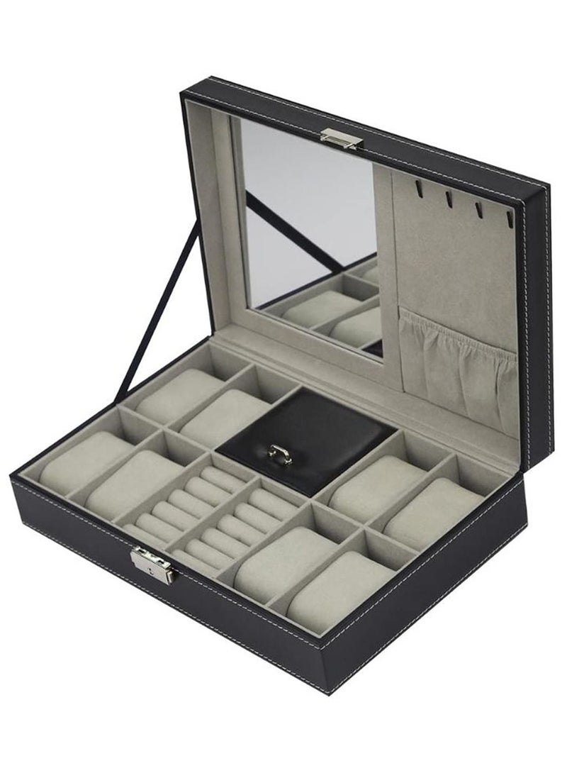 Acrylic Plate Glass Windows Leather Watch Jewelry Ring Storage Box - Image 1