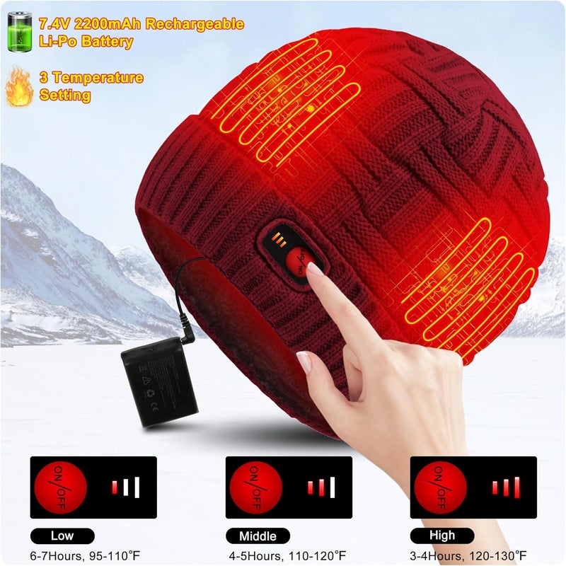 SVPRO Battery Heated Beanie Hat - Rechargeable Warm Winter Cap - Image 2
