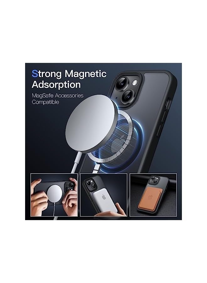 JETech Magnetic Case for iPhone 13 6.1-Inch Compatible with MagSafe, Translucent Matte Back Slim Shockproof Phone Cover (Black) - Image 3