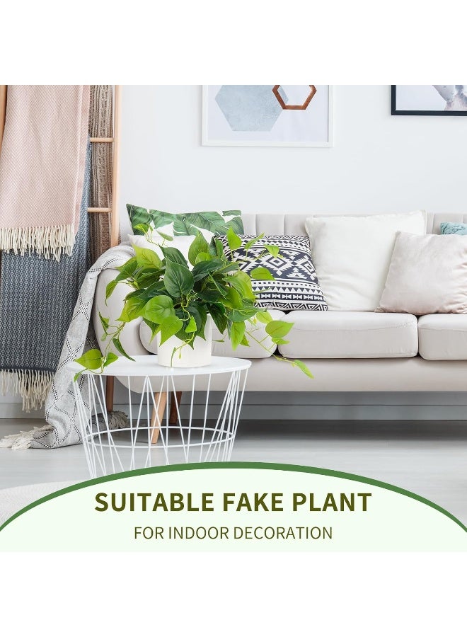 JPSOR JPSOR Faux Plants Indoor, Pothos Small Fake Plants for Home Decor Indoor Fake Potted Plant Artificial Plants for Living Room Shelf Home Office Decor（White Ceramic Pot） - Image 3