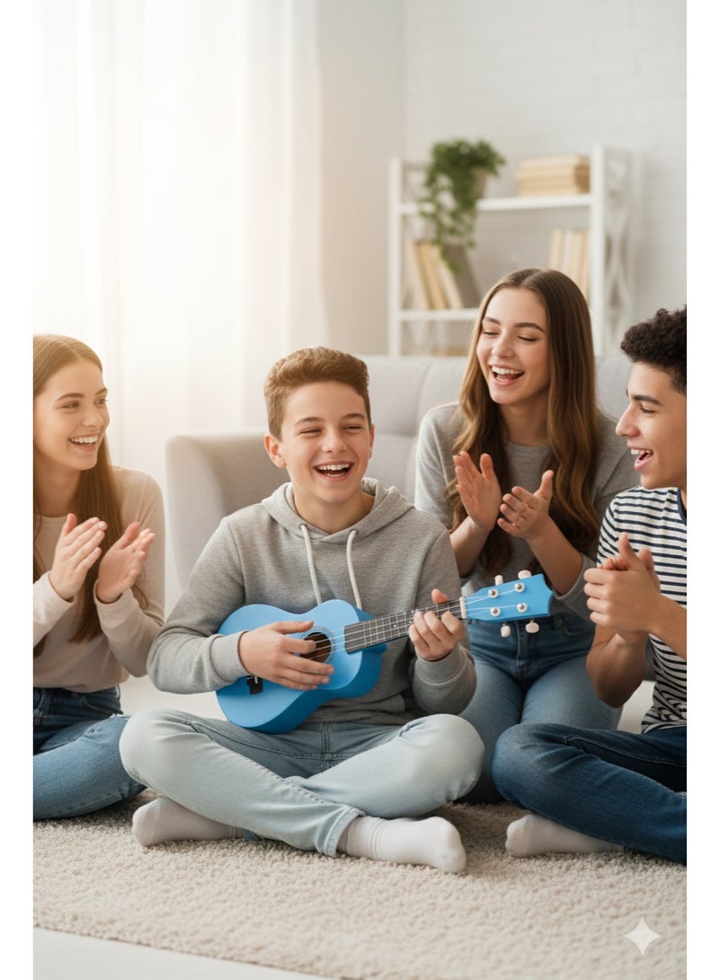 Megarya 21-Inch Concert Ukulele for Beginners & Kids | Mahogany Wood Hawaii Style Ukulele | Blue Finish - Image 2