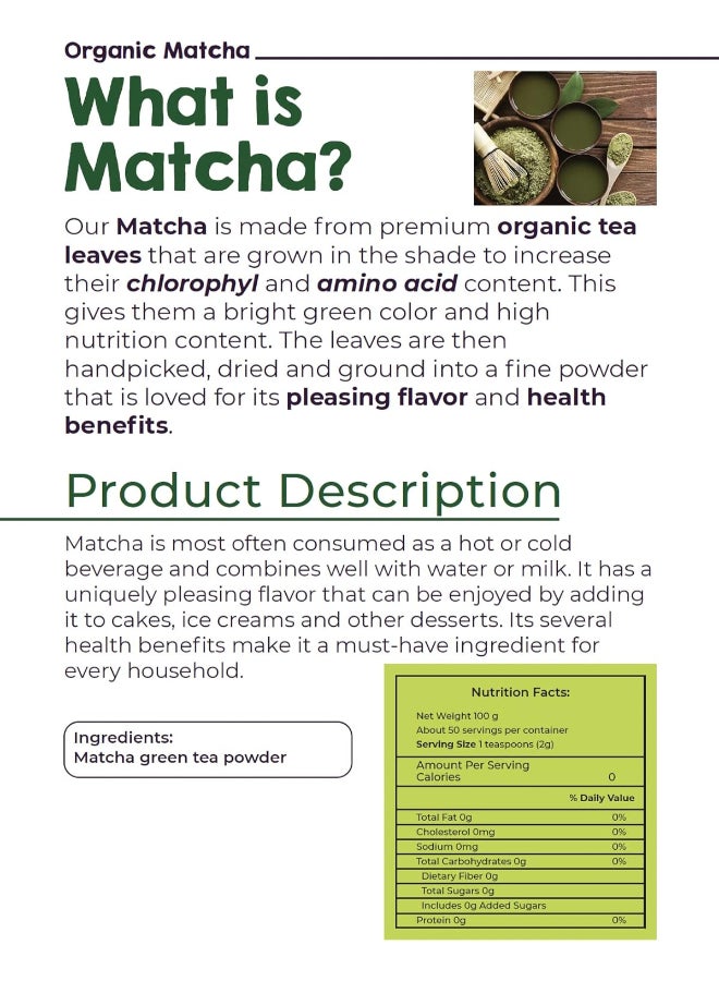 Livsmart Organic Matcha Green Tea Powder, Premium Antioxidant Rich (100g) - Image 4