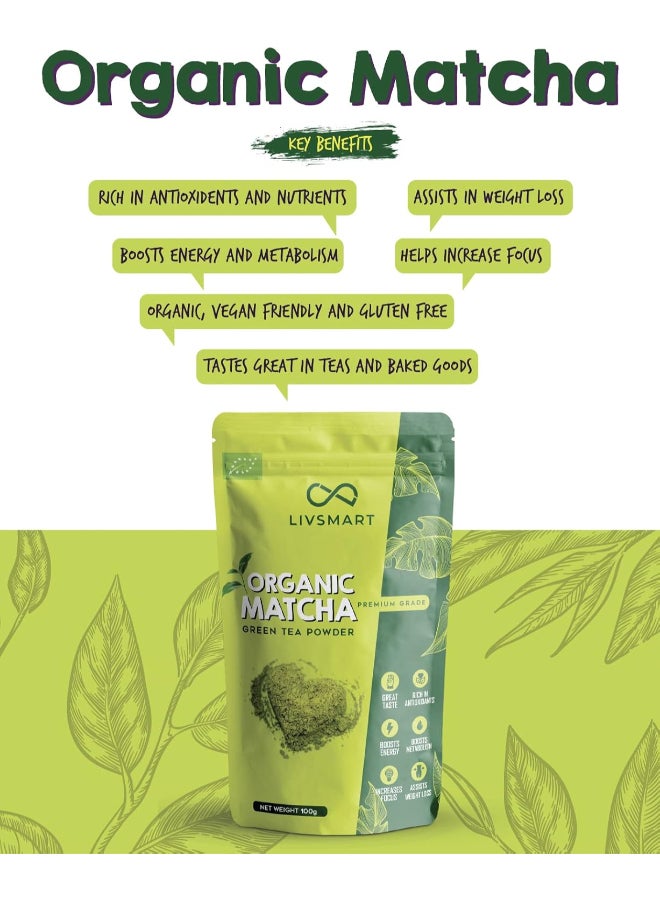 Livsmart Organic Matcha Green Tea Powder, Premium Antioxidant Rich (100g) - Image 3
