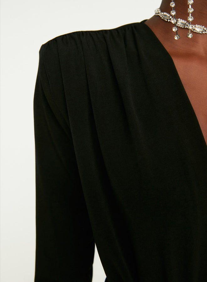 trendyol Black Double Breasted Knitted Bodysuit  - Image 4