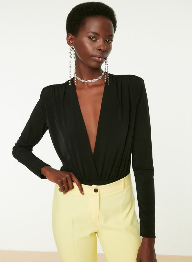 trendyol Black Double Breasted Knitted Bodysuit  - Image 2