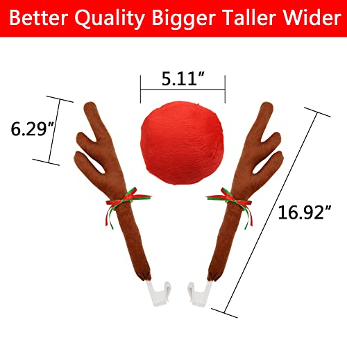 Abnaok طقم قرون الرنة وأنف السيارة من أبناؤك، زينة عيد الميلاد للرنة لزجاج السيارة وسقف السيارة والشبك الأمامي، طقم زينة الرنة للسيارة SUV والفان والشاحنة - Image 2