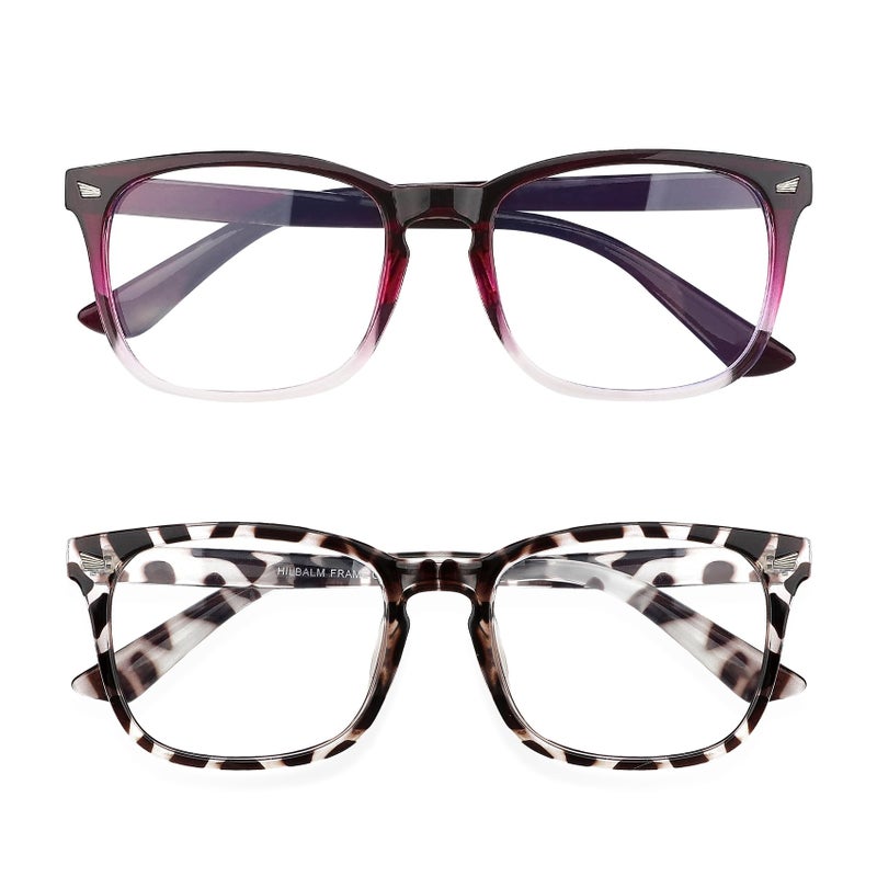 Yekepal Blue Light Blocking Glasses 2 Pack Blue Light Glasses Men Blue Light Glasses For Women Computer Reading Gaming TV Phones Eyeglasses Clear Lens Bluelight Glasses PurpleLeopard - Image 3