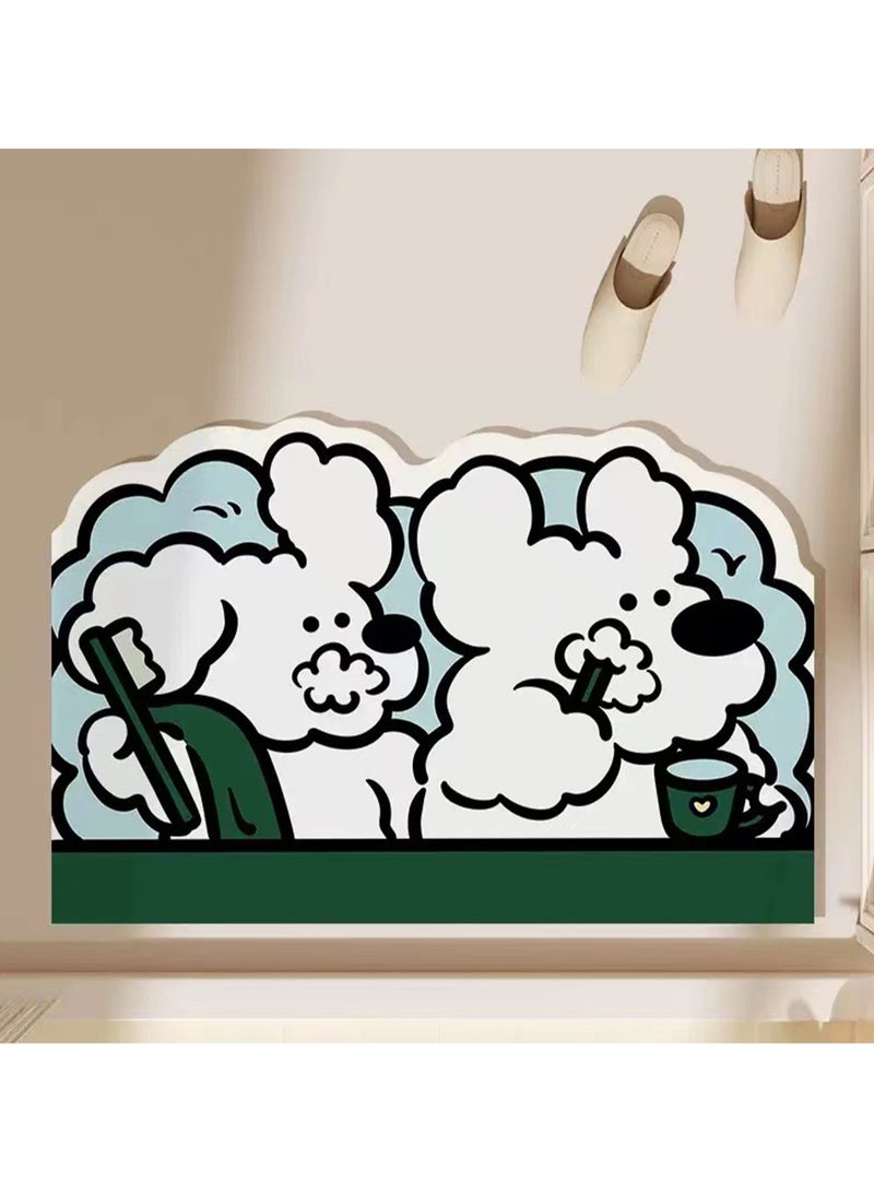40*60cm Cartoon Diatom Mud Bathroom Bath Puppy Floor Mat Bathroom Door Absorbent Quick-Drying Mat (Washing the puppy) - Image 2