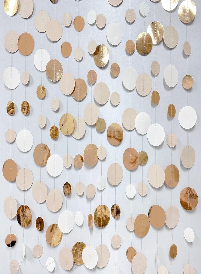 بينك بلوم زينة حفلات باللون الذهبي الشامباني، شرائط دائرية منقطة، ألوان محايدة: ذهبي، بيج، كريمي، بنمط بوهيمي، مناسبة لحفلات توديع العزوبية، أعياد الميلاد، حفلات الزفاف، الخطوبة، وحفلات استقبال المولود. - Image 3