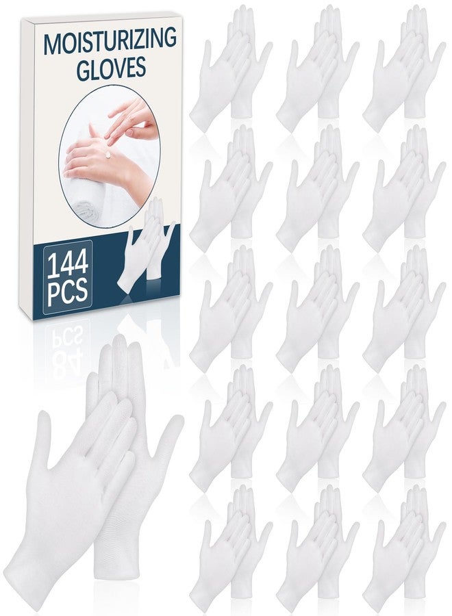 lipetol 144Pcs White Cotton Gloves for Dry Hands Sleeping, Men&Women Soft Sleep Gloves for Eczema and Moisturizing Overnight, Stretchable SPA Glove Costume for Coin Jewelry Inspection, Art handling, Halloween - Image 1