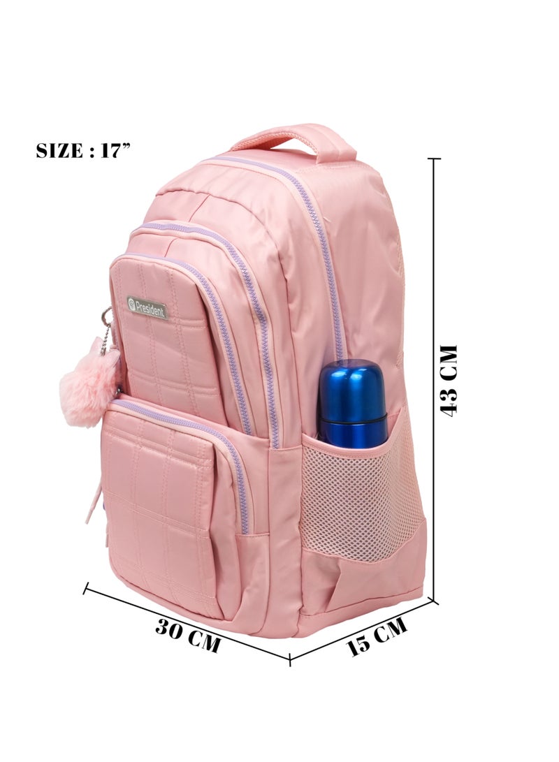 President School Backpack Waterproof Book Bag with Compartments and Doll Pendant for Kids, ( PINK ) Model-scp0020-17" - Image 4