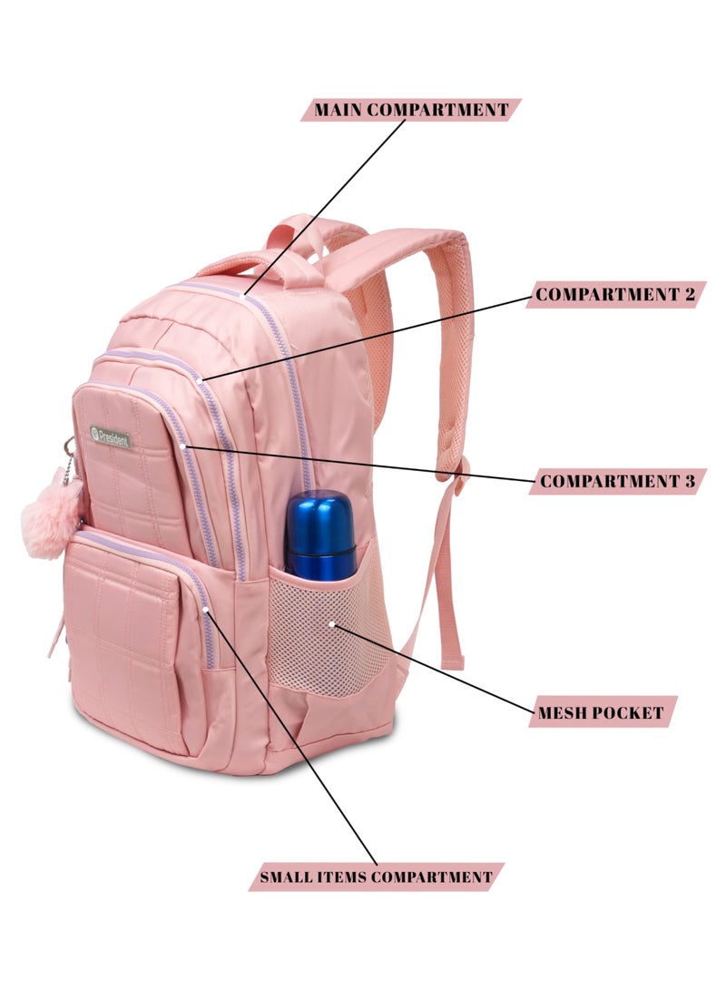 President School Backpack Waterproof Book Bag with Compartments and Doll Pendant for Kids, ( PINK ) Model-scp0020-17" - Image 2