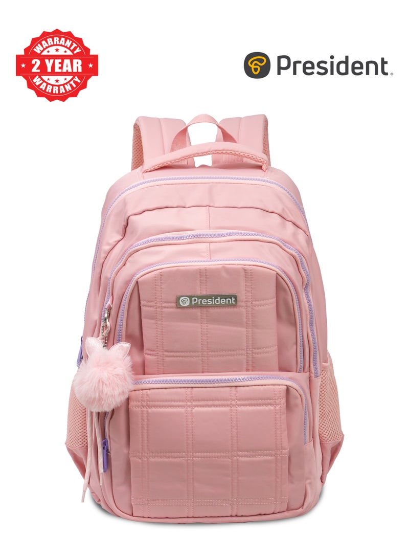 President School Backpack Waterproof Book Bag with Compartments and Doll Pendant for Kids, ( PINK ) Model-scp0020-17" - Image 1
