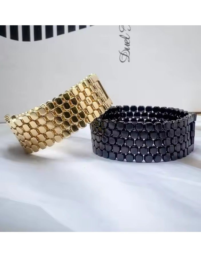 إسكدنيا Compatible with Apple Watch Band 42mm for Women and Men, Stainless Steel Metal Wristband Strap Compatible with iWatch Series, Gold - Image 4