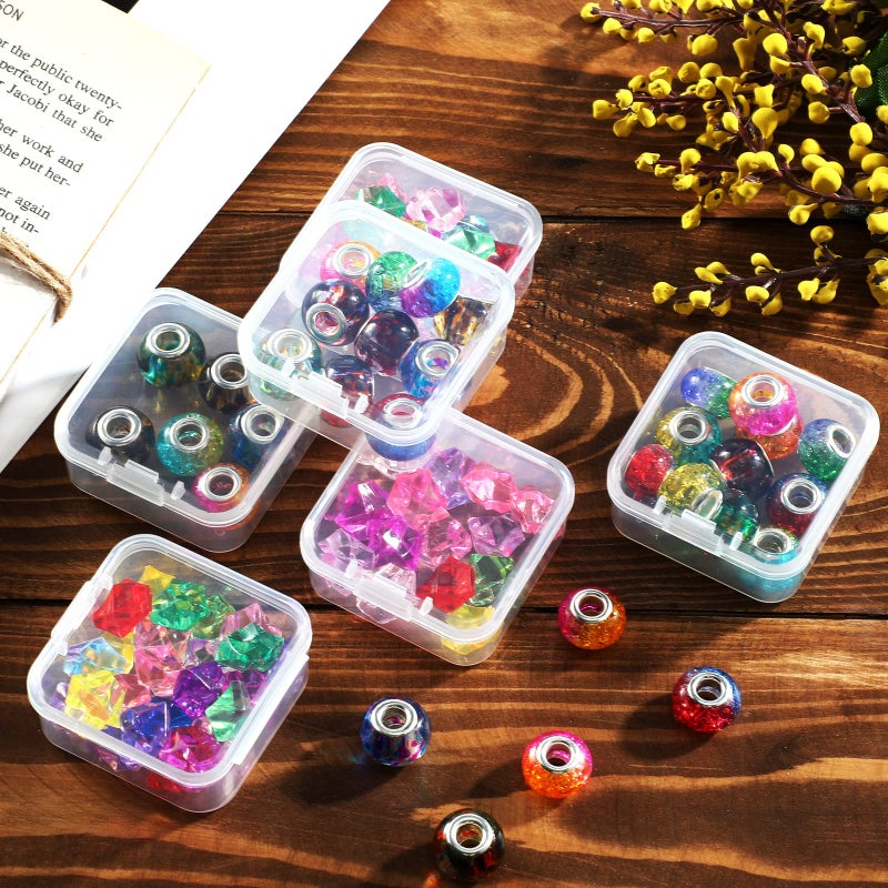 SATINIOR 24 Packs Small Clear Plastic Beads Storage Containers Box with Hinged Lid for Storage of Small Items, Crafts, Jewelry, Hardware(1.7 x 1.7 x 0.8 Inches) - Image 4