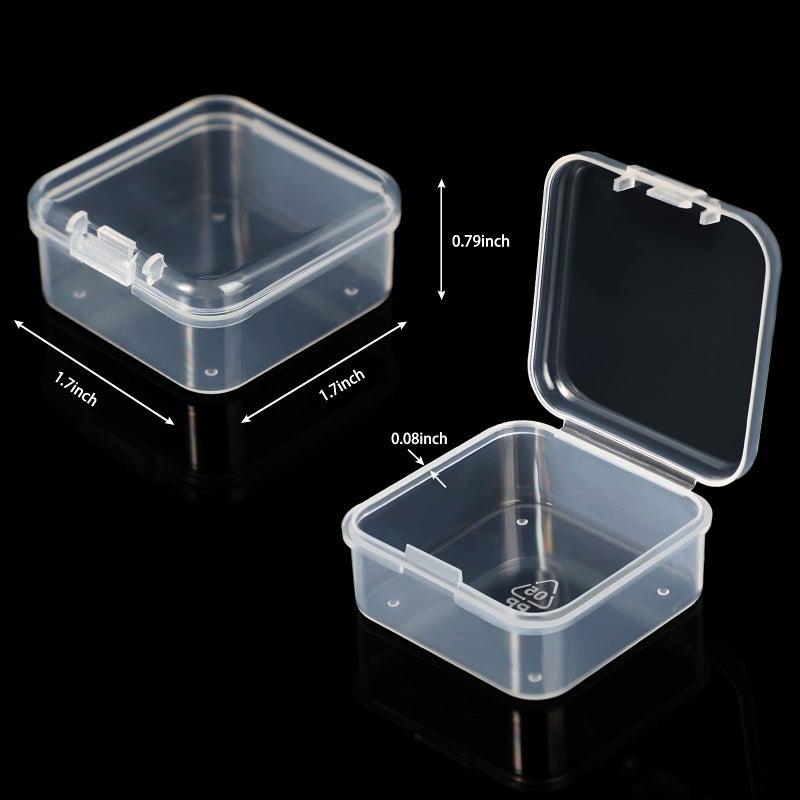 SATINIOR 24 Packs Small Clear Plastic Beads Storage Containers Box with Hinged Lid for Storage of Small Items, Crafts, Jewelry, Hardware(1.7 x 1.7 x 0.8 Inches) - Image 2