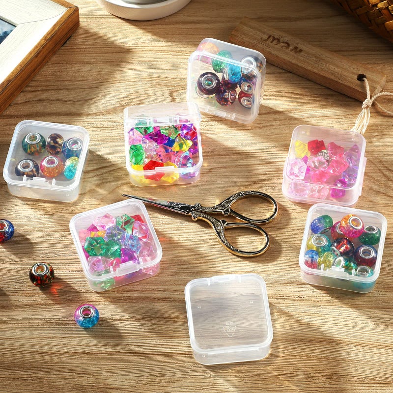 SATINIOR 24 Packs Small Clear Plastic Beads Storage Containers Box with Hinged Lid for Storage of Small Items, Crafts, Jewelry, Hardware(1.7 x 1.7 x 0.8 Inches) - Image 5