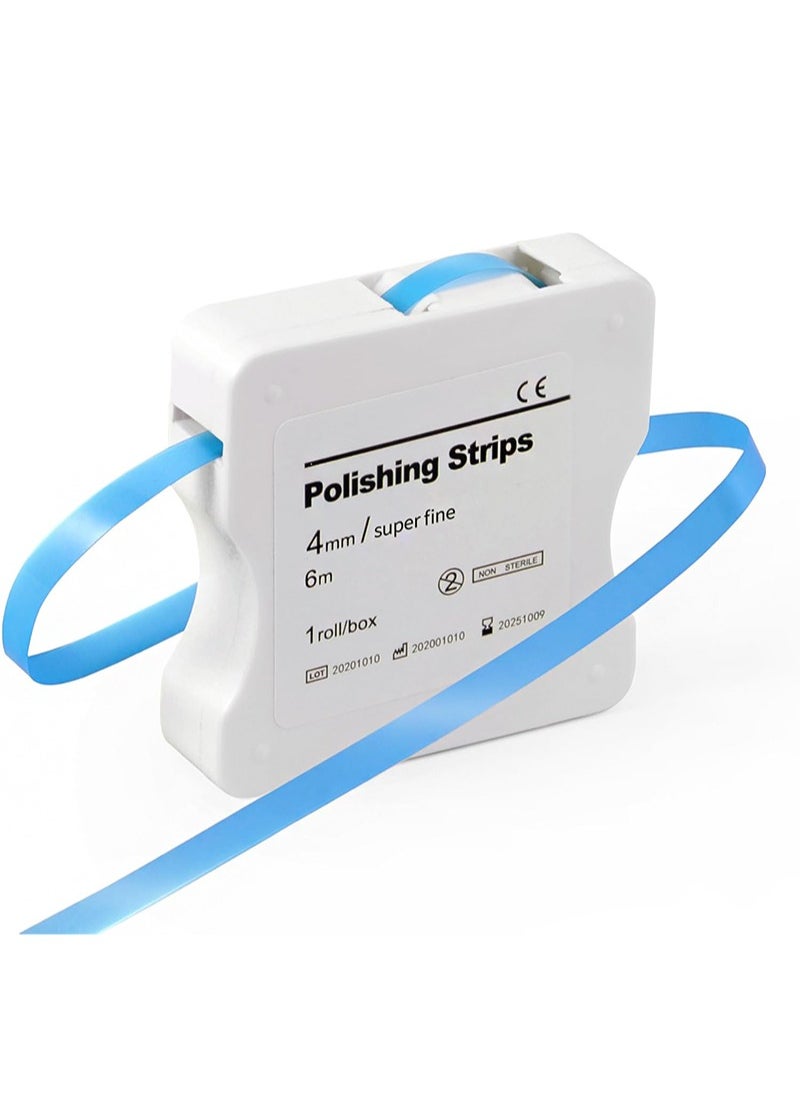 HaLunhi 4mm x 6m Dental Polishing Strips Teeth Abrasive & Finishing Strips ，Fine Inter-dental Oral Care Cleaning Tool，Sanding Grinding Whitening Teeth（Blue，Fine）  - Image 1