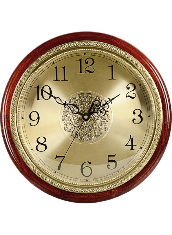 Hense Luxury Brass And Solid Wood Wall Clock For Living Room, Silent Quartz Clock, Creative Design, Hw38A Model, 40Cm - Image 3