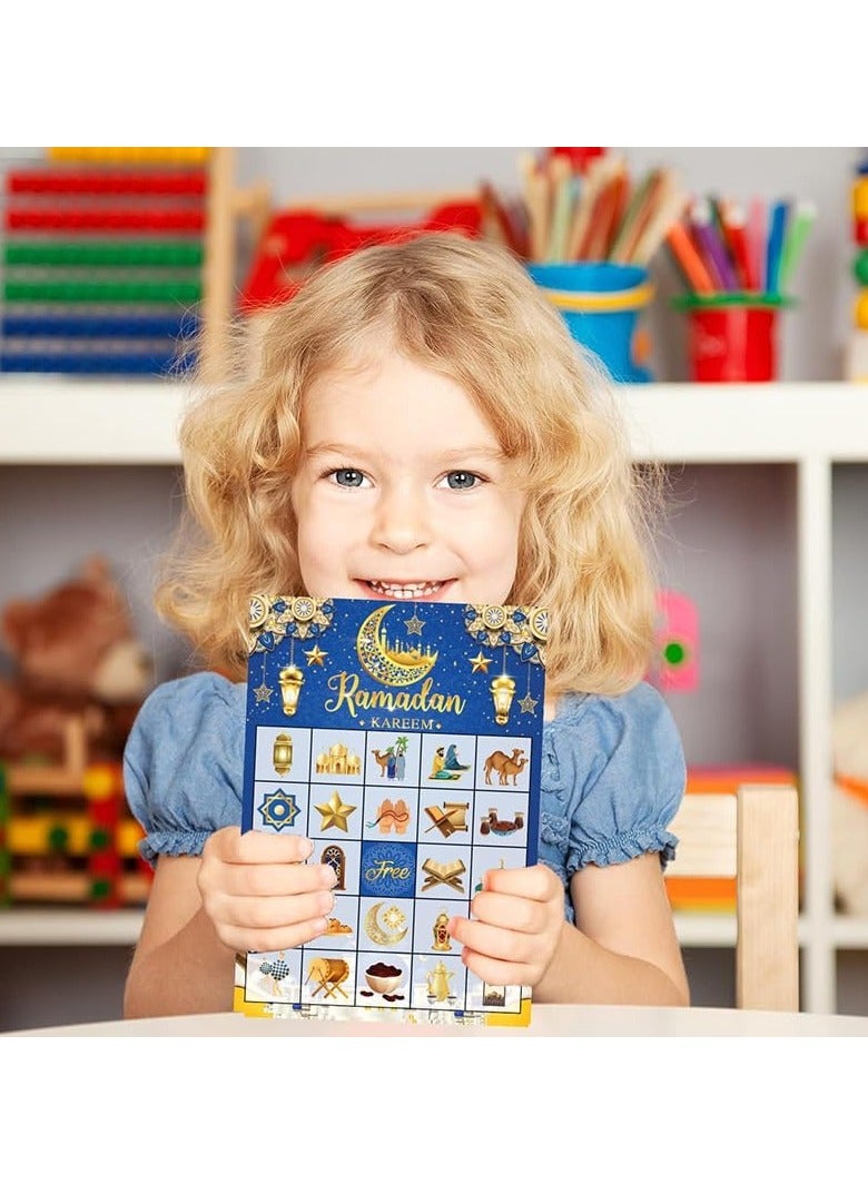 VUCATIN Ramadan Bingo Game Cards Set for Ramadan Family Activities Eid Ramadan Mubarak Bingo Game 24 Players Ramadan Bingo Cards Ramadan Party Activities Supplies Decorations - Image 3