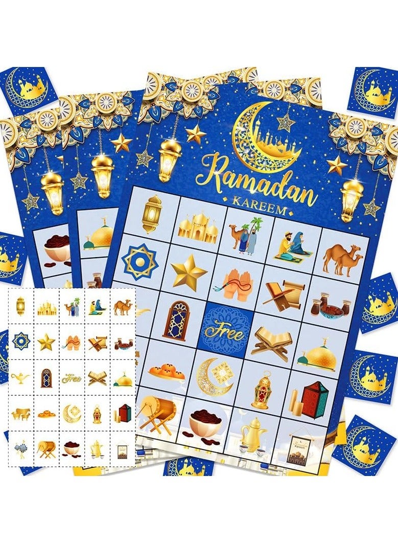 VUCATIN Ramadan Bingo Game Cards Set for Ramadan Family Activities Eid Ramadan Mubarak Bingo Game 24 Players Ramadan Bingo Cards Ramadan Party Activities Supplies Decorations - Image 1