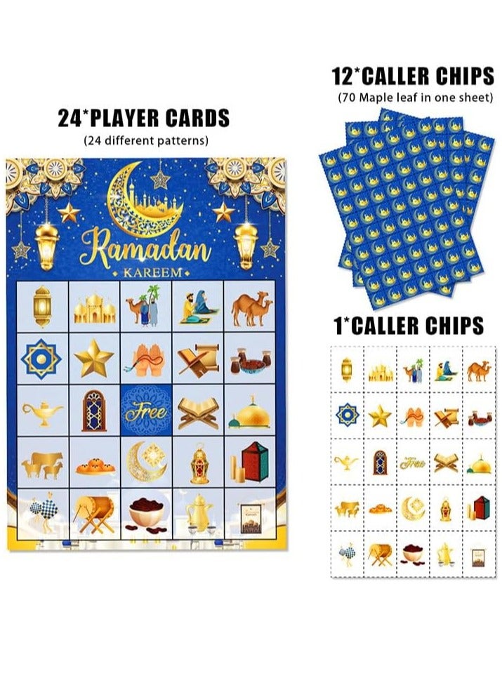 VUCATIN Ramadan Bingo Game Cards Set for Ramadan Family Activities Eid Ramadan Mubarak Bingo Game 24 Players Ramadan Bingo Cards Ramadan Party Activities Supplies Decorations - Image 2