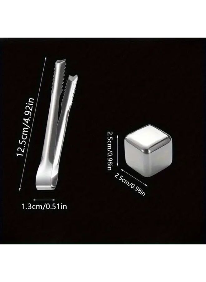 Stainless Steel Whiskey Stones Clip Steel Ice 4 Metal Ice Cubes No Watering Down Dishwasher Safe - Image 3