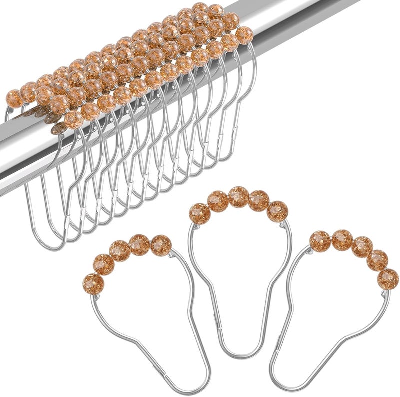 Amazer Shower Curtain Hooks, Decorative Shower Curtain Hooks, Amber Shower Curtain Rings Rustproof Stainless Steel Shower Hooks for Shower Curtain Liner Shower Rod Hook 12pcs - Image 1